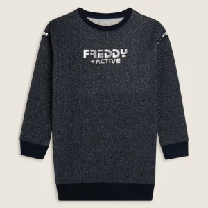 Felpa maxi Bambina in cotone con effetto lurex