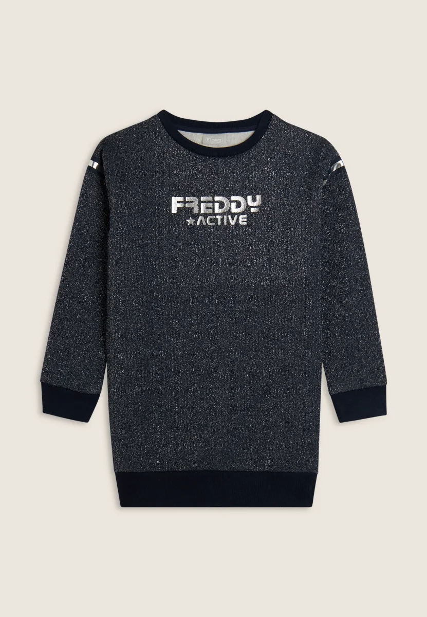 Felpa maxi Bambina in cotone con effetto lurex