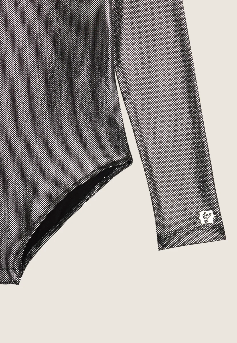 Body Bambina in jersey coated effetto argento – Image 3