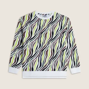 Felpa Girocollo Bambina stampa multicolore con fondo dritto