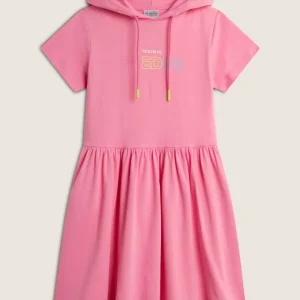 Abito Bambina con Cappuccio e Logo Multicolore