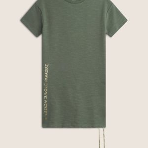 Abito Bambina Dritto con Coulisse e Stampa Dorata