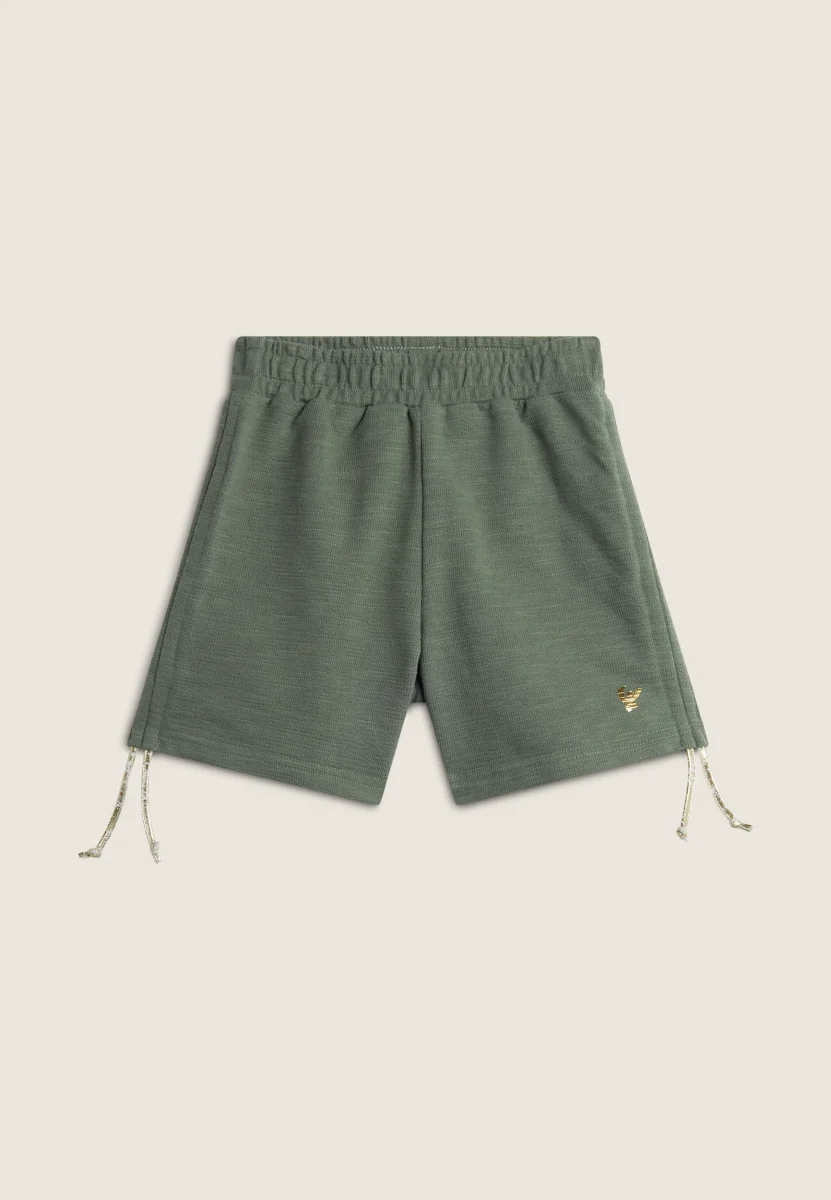 Shorts Bambina in Cotone Mélange con Coulisse Regolabili