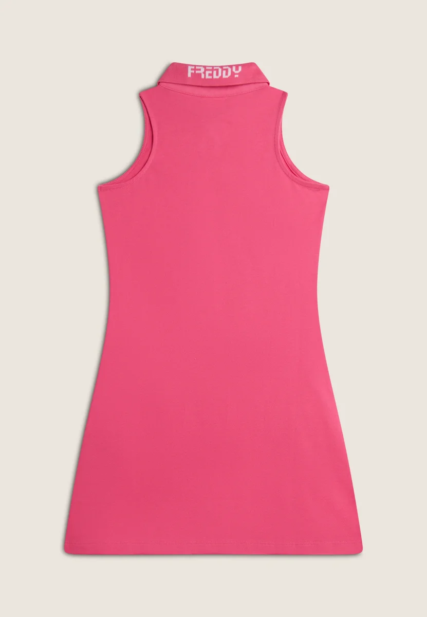 Abito Bambina Senza Maniche in Piquet con Collo a Camicia – Image 2