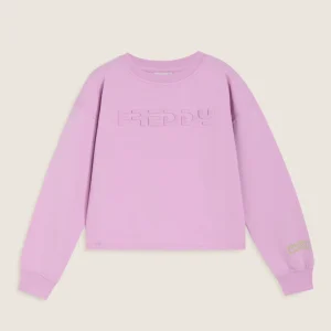 Felpa Bambina cropped girocollo con logo FREDDY in rilievo