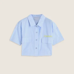 Camicia cropped a righe con maniche ampie