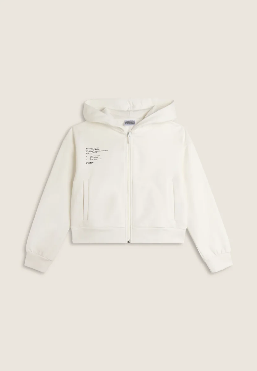 Felpa con cappuccio e zip con piccola stampa – Image 4