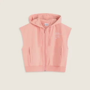 Felpa smanicata bambina con cappuccio e zip