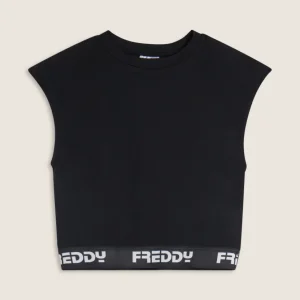 Top senza maniche con elastico jacquard logato