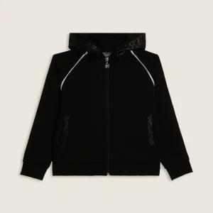 Felpa bambina zip e cappuccio con dettagli logati