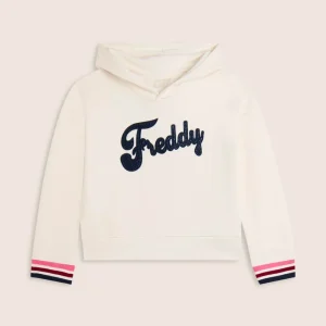 Felpa bambina con cappuccio e logo FREDDY con strass