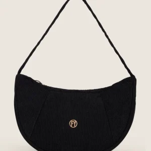 Borsa a spalla in velluto a coste con logo FY dorato