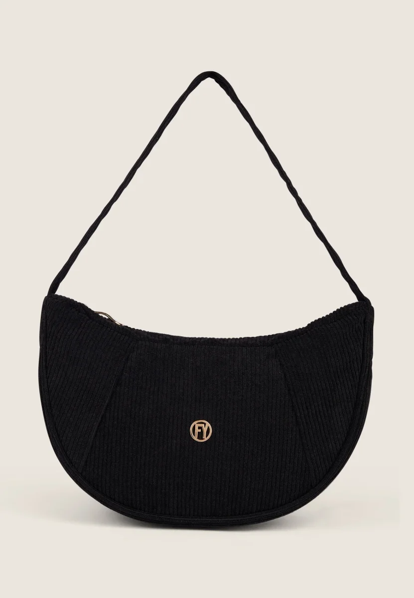 Borsa a spalla in velluto a coste con logo FY dorato – Image 2