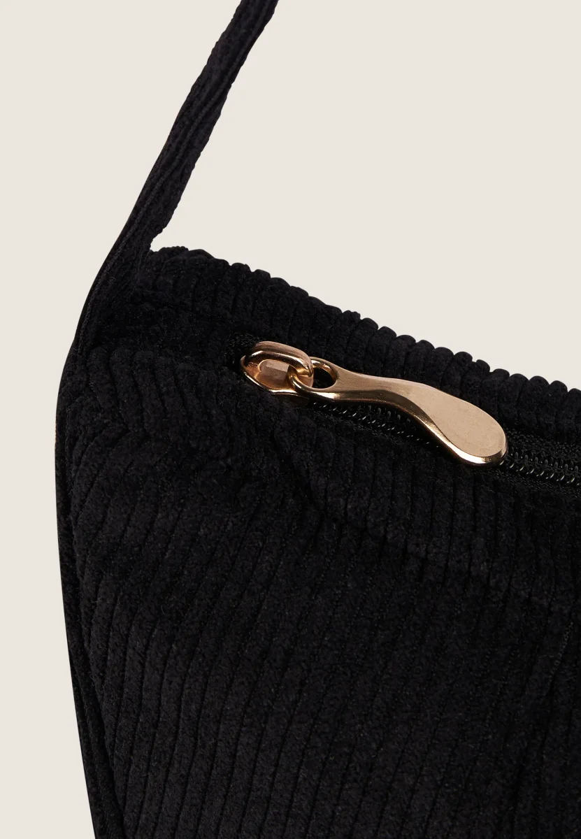 Borsa a spalla in velluto a coste con logo FY dorato – Image 4