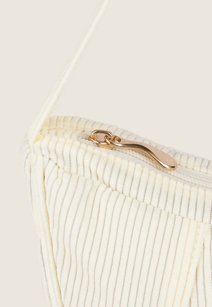 Borsa a spalla in velluto a coste con logo FY dorato – Image 8