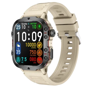 Montre connectée NASA SPORT  Grand écran  résolution haute définition   bracelet en silicone     couleur Beige