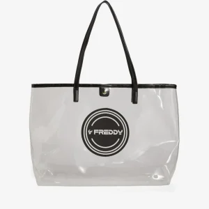 Borsa shopper in pvc trasparente con logo tondo