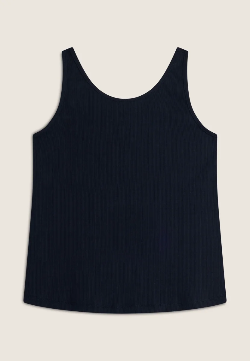 Canotta in cotone elasticizzato con ampio scollo posteriore