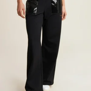 Pantaloni Wide leg con paillettes in French Terry Modal
