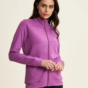 Felpa comfort in jersey con zip e collo alto