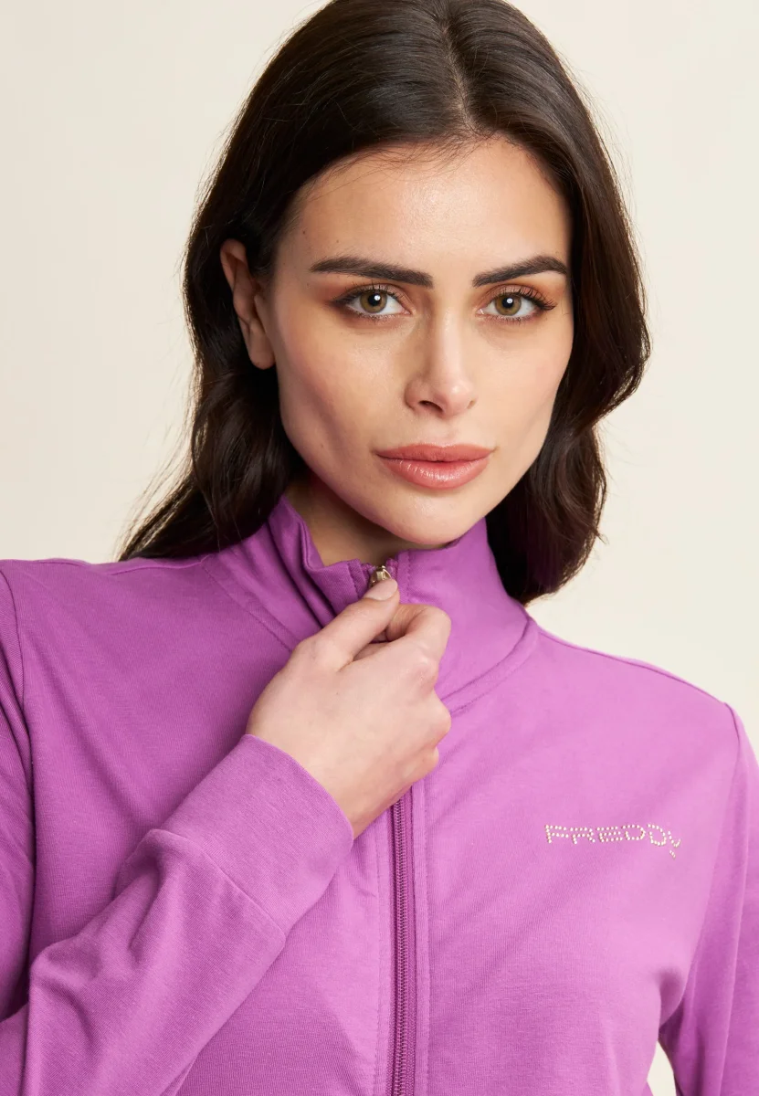 Felpa comfort in jersey con zip e collo alto – Image 4