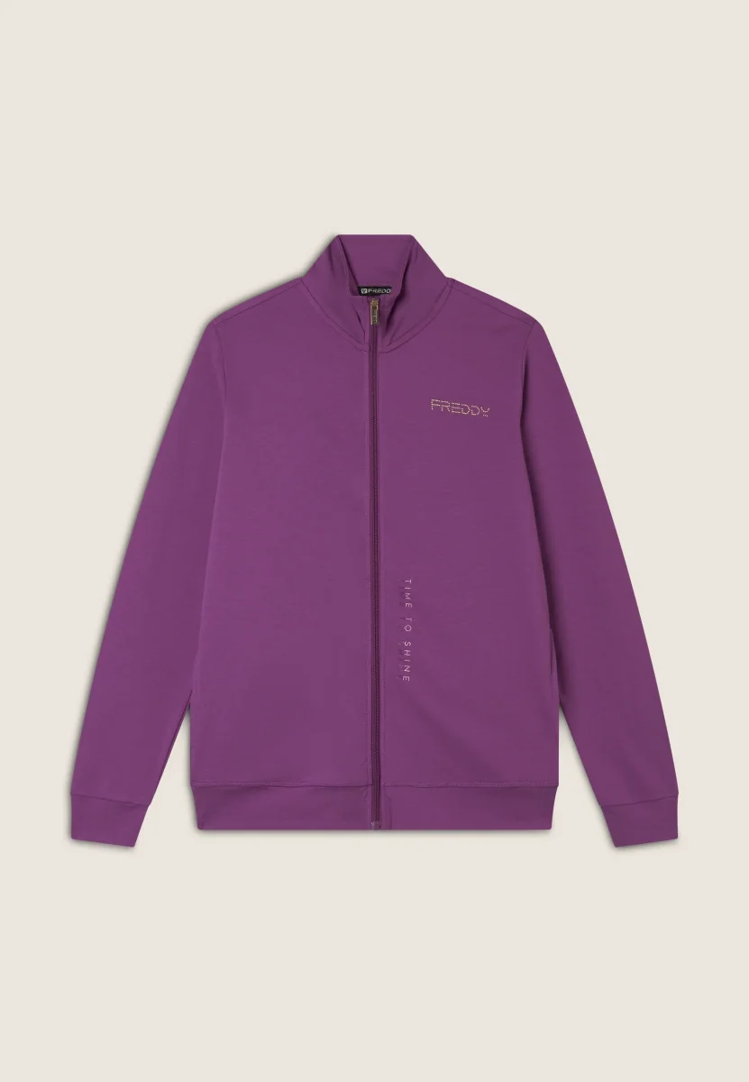 Felpa comfort in jersey con zip e collo alto – Image 5