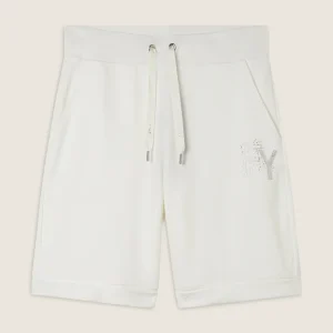 Pantaloni corti con Risvolto e Logo Strass