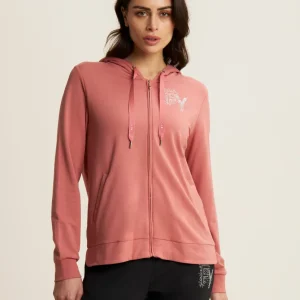 Felpa Cappuccio e Zip con Logo FY in Strass