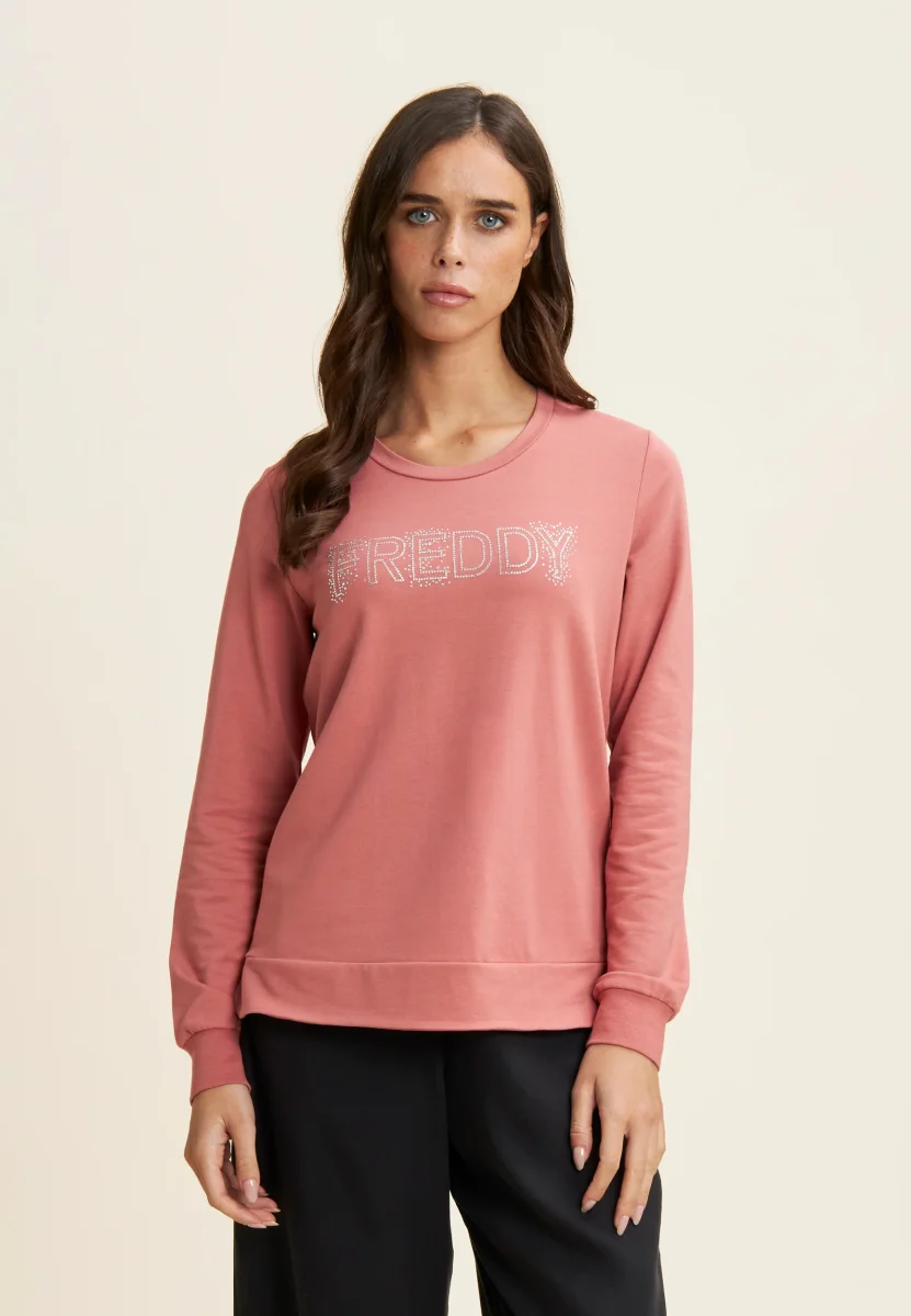 Felpa girocollo con Logo FREDDY in Strass