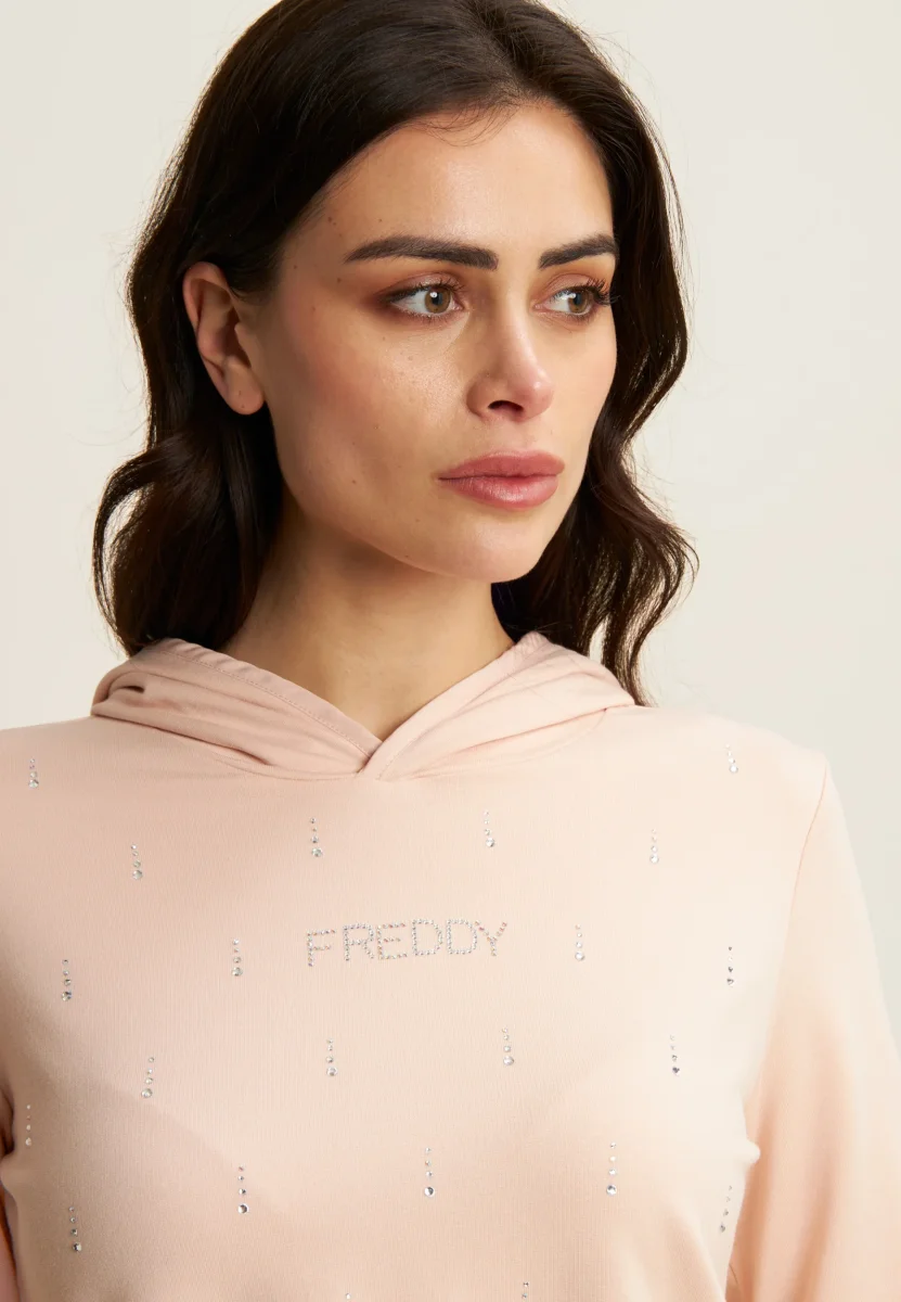Felpa con Cappuccio decorata da Strass – Image 4