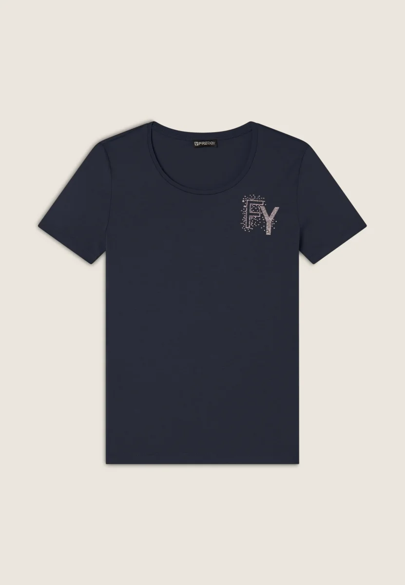 T-Shirt in jersey modal con Logo FY e Dettagli in Strass – Image 8