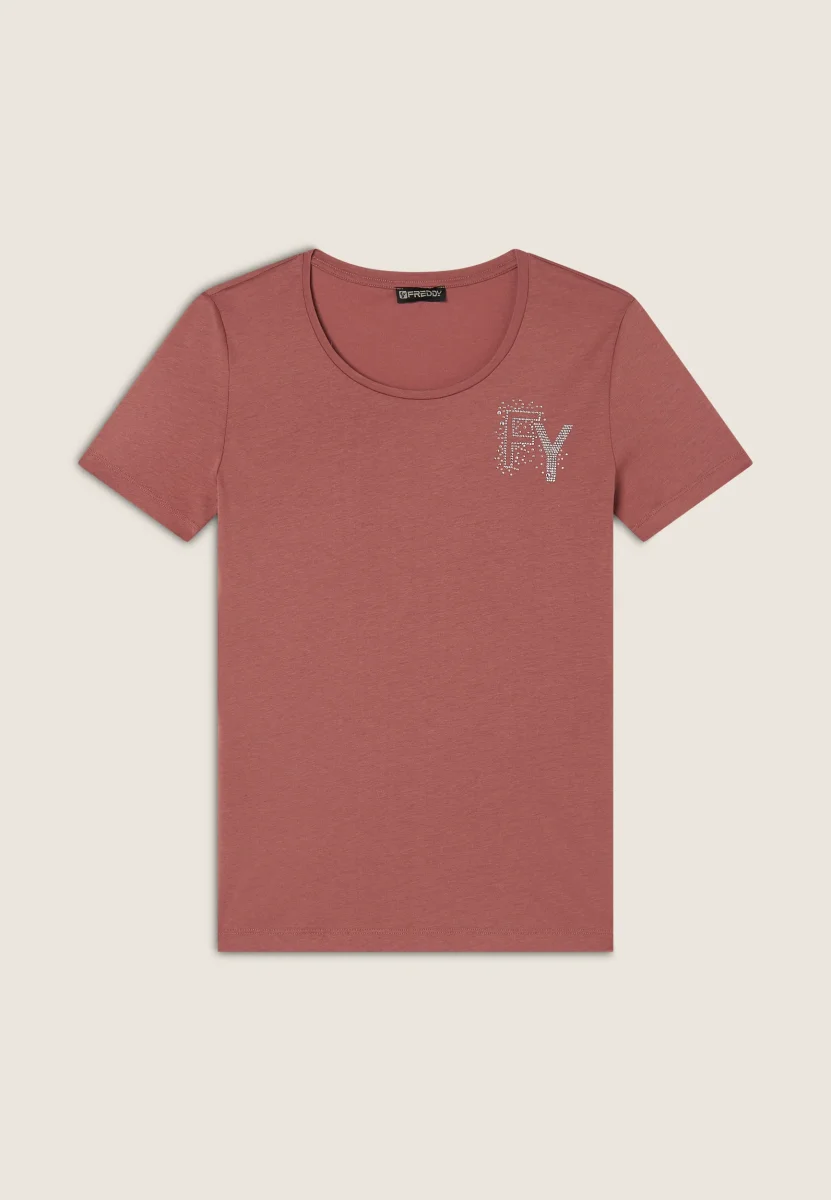 T-Shirt in jersey modal con Logo FY e Dettagli in Strass – Image 5