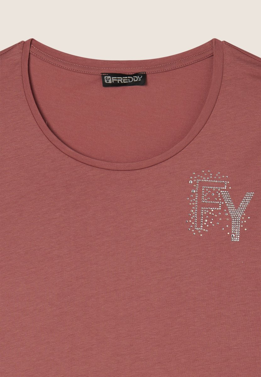 T-Shirt in jersey modal con Logo FY e Dettagli in Strass – Image 7
