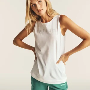 Canotta con scollo tondo e logo glitter