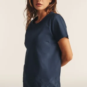 T-shirt regular in cotone con ricami Sangallo