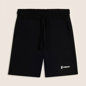 Pantaloncini neri regular fit con spacchi laterali