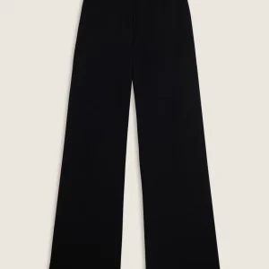 Jogger neri regular fit in french terry con gamba ampia