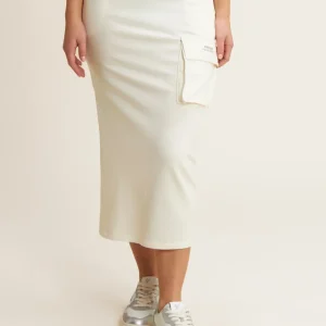 Gonna longuette con spacchi laterali e maxi tasca