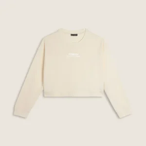 Felpa cropped comfort fit con grafica frontale