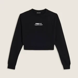 Felpa cropped in french terry con schiena cut out