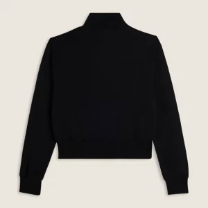 Felpa nera cropped con zip e collo alto