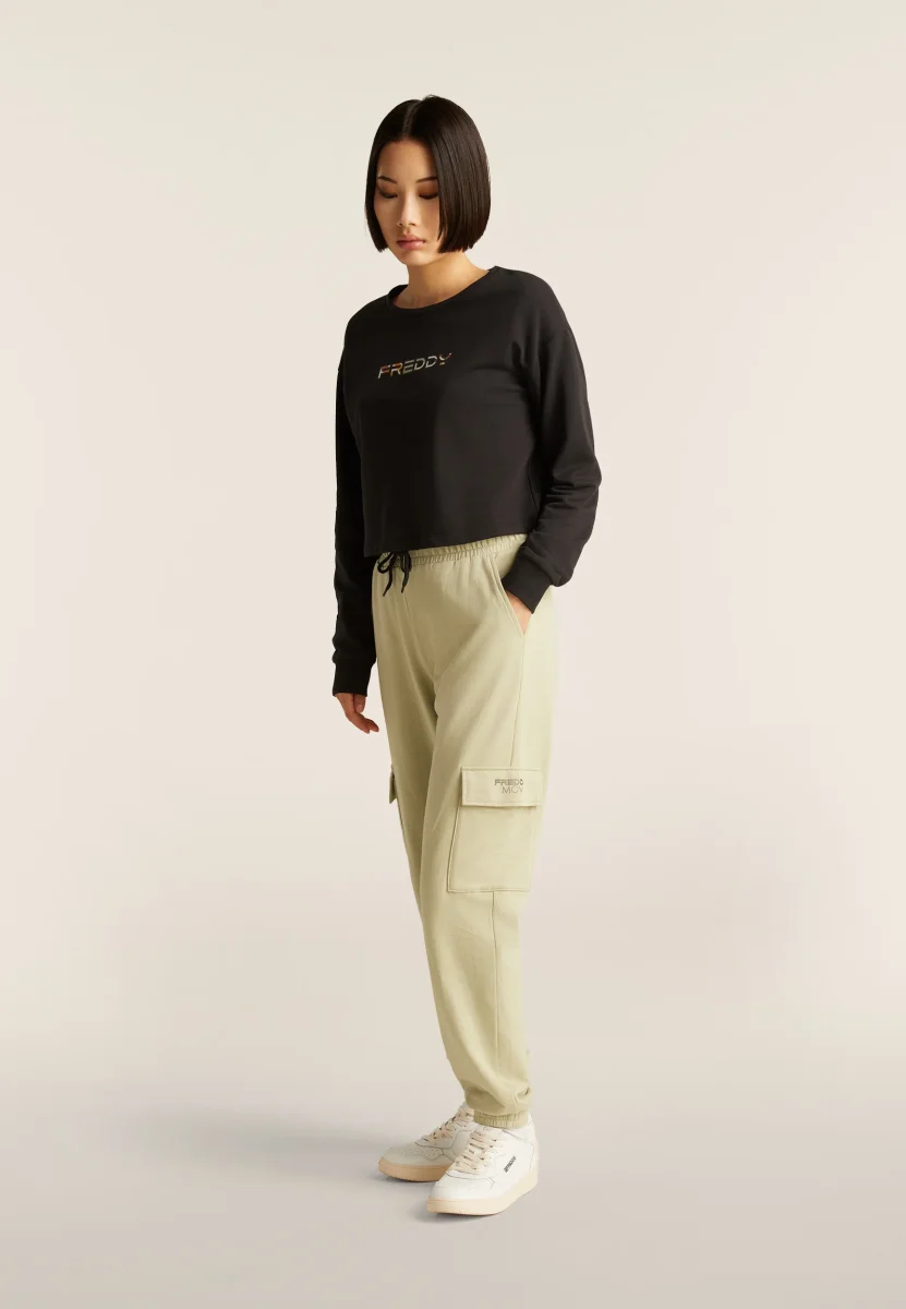 Pantaloni Cargo Regular Fit in French Terry
