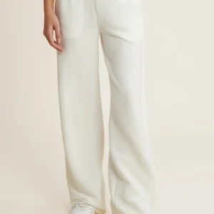 Pantaloni wide leg in felpa di viscosa a costine