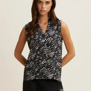 Blusa animalier in viscosa con scollo a V