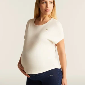 T-shirt maniche a kimono con stampa fantasia sul retro