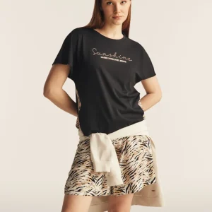 T-shirt maniche a kimono con stampa fantasia sui fianchi