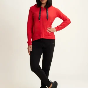 Tuta interlock zip e cappuccio con maxi coulisse logata