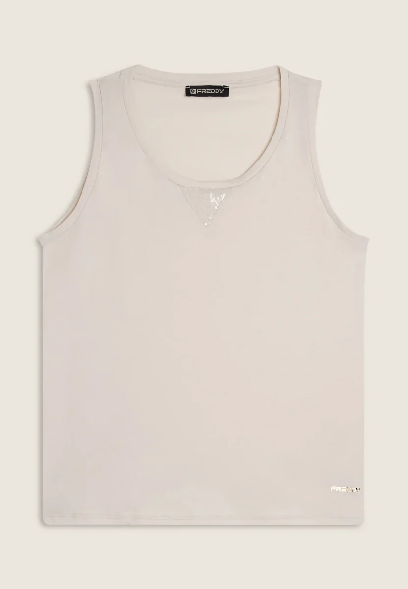 Canotta regular fit in jersey con inserto paillettes – Image 5