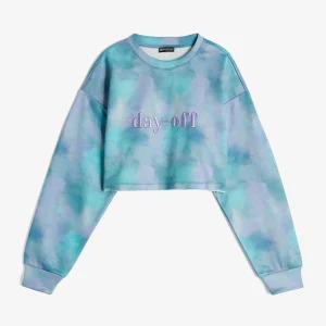 Felpa comfort fit corta con trattamento effetto tie dye