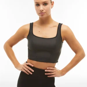 Top corto stile bustier in similpelle